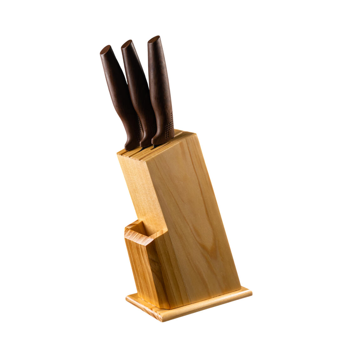 Tempat Pisau Dapur dari Kayu Pinus